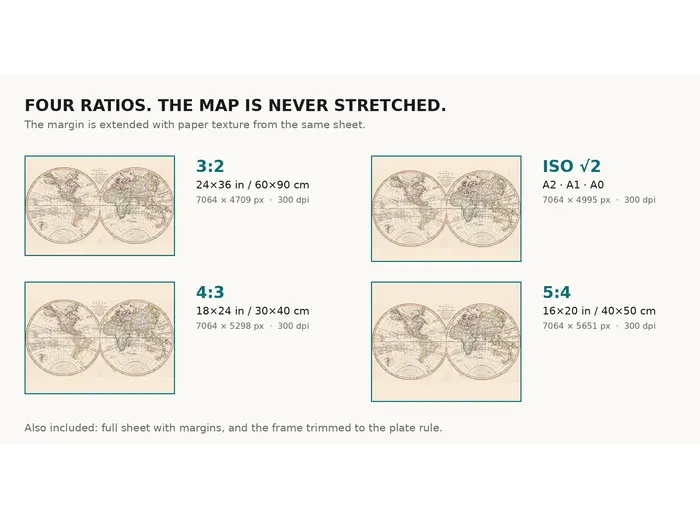 Antique World Map c. 1807 — Arrowsmith, The World — print sizes at 300 dpi