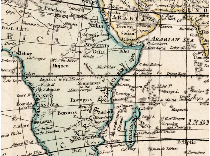 Antique World Map c. 1807 — Arrowsmith, The World — detail 4: africa