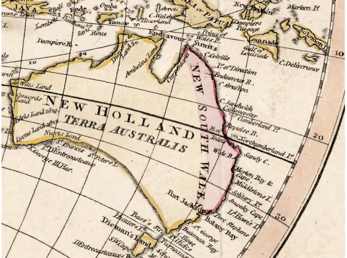 Antique World Map c. 1807 — Arrowsmith, The World — detail 6: new holland terra australis