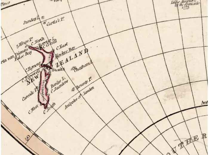 Antique World Map c. 1807 — Arrowsmith, The World — detail 7: new zealand southern ocean