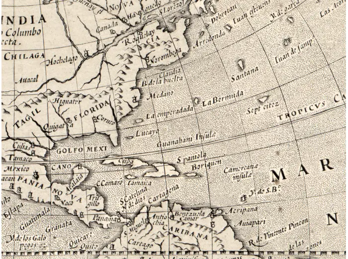 Stara mapa świata 1602 — Mercator i Hondius, Orbis Terrae — detal 3
