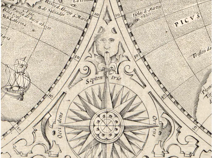 Stara mapa świata 1602 — Mercator i Hondius, Orbis Terrae — detal 6