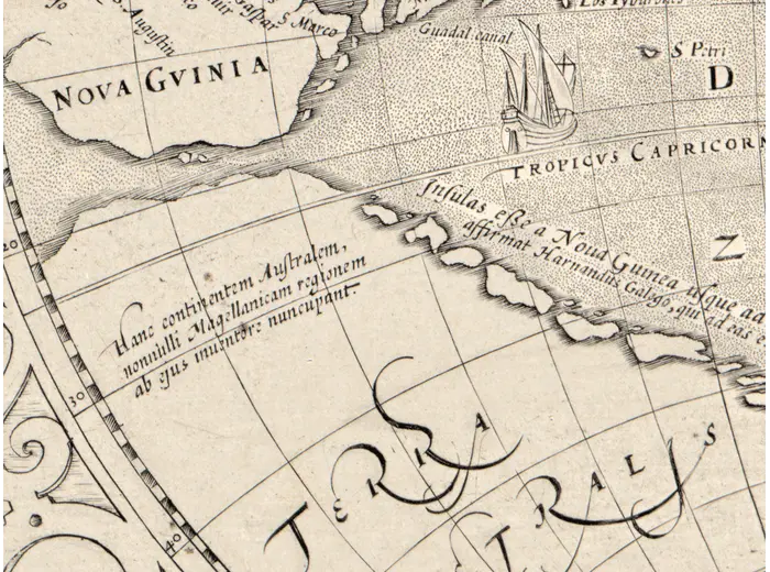 Stara mapa świata 1602 — Mercator i Hondius, Orbis Terrae — detal 7