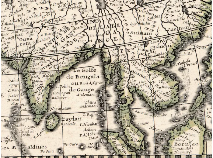 Antique World Map 1628 — Danckerts, Charte Vniuerselle — detail 4: detail east indies