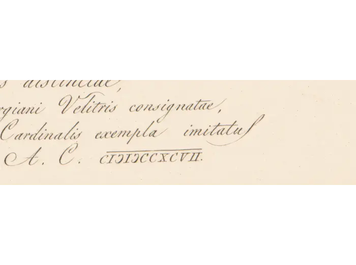 Antique World Map c. 1450 — Borgia Map, Facsimile Borgia 1797 — detail 2: borgia date 1797