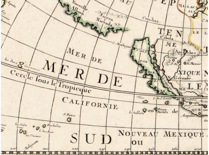 Antique World Map 1651 — Sanson, Mappe-Monde ou Carte Générale — detail 7: california island