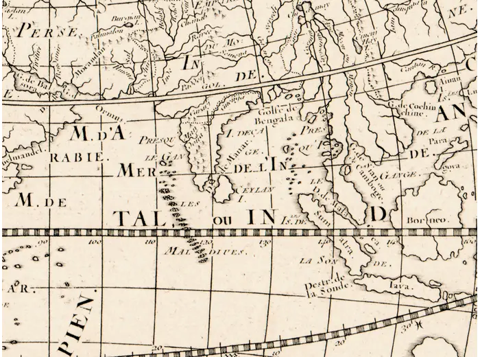 Antique World Map 1652 — Sanson, L'Hydrographie — detail 4: detail east indies