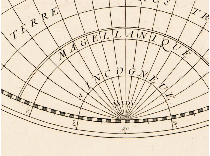 Antique World Map 1652 — Sanson, L'Hydrographie — detail 7: terre australe magellanique
