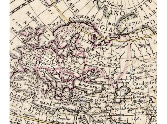 Antique World Map 1684 — Sanson, Mappa Mondo — detail 3: europe africa
