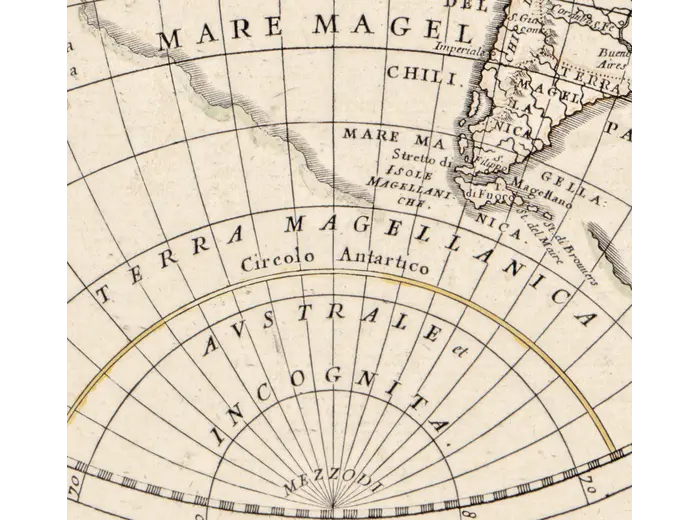 Antique World Map 1684 — Sanson, Mappa Mondo — detail 6: terra magellanica