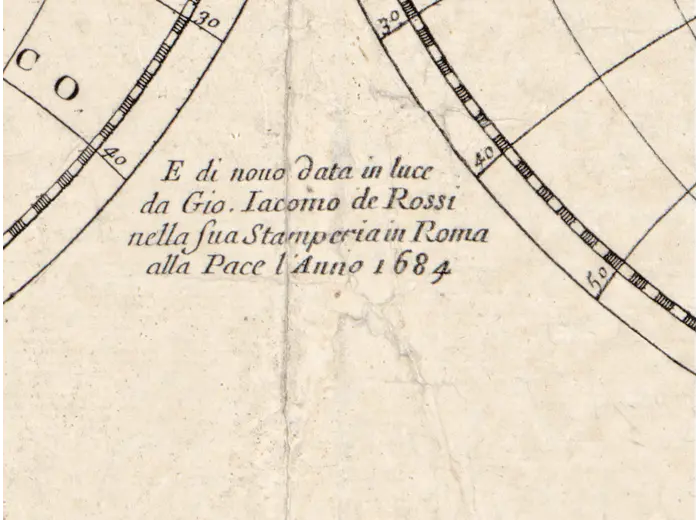 Antique World Map 1684 — Sanson, Mappa Mondo — detail 7: imprint 1684