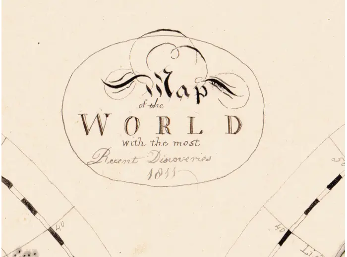 Antique World Map 1811 — Van Schaack, Most Recent Discoveries — detail 1: title cartouche