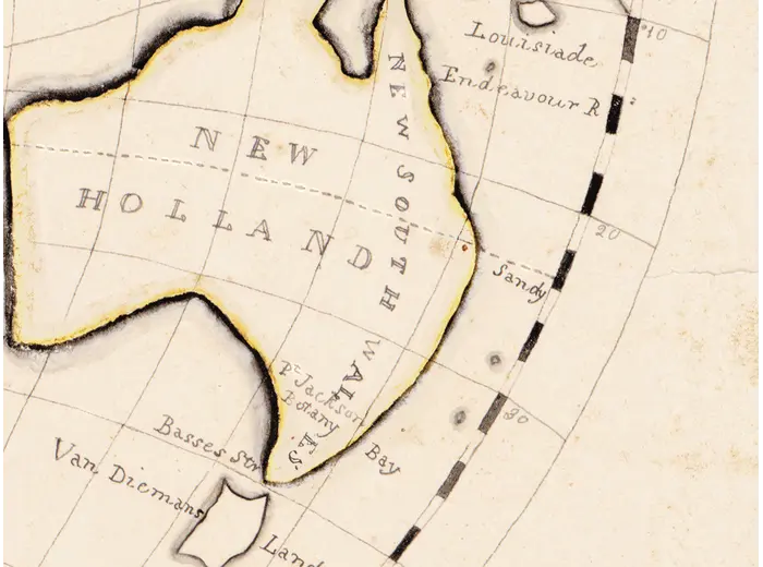 Antique World Map 1811 — Van Schaack, Most Recent Discoveries — detail 7: new holland