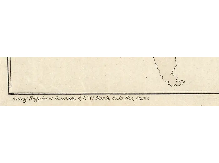 Antique World Map 1858 — Minard, Emigrants of the Globe — detail 2: autog regnier dourdet imprint