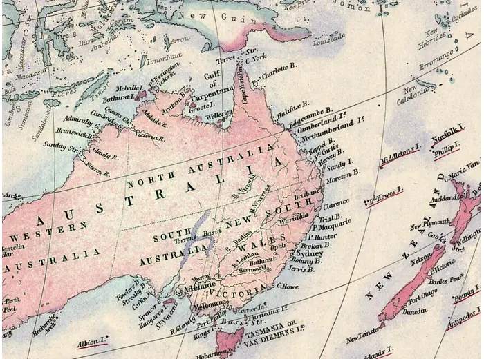 Mappa antica del mondo 1850 ca. — Bartholomew, Impero britannico — dettaglio 4