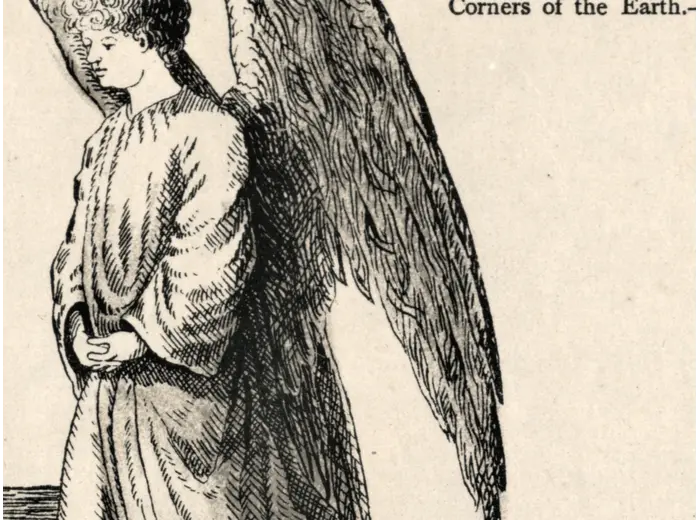 Old Flat Earth Map 1893 — Ferguson, Map of the Square and Stationary Earth — detail 5: angel four corners