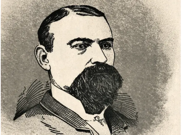 Old Flat Earth Map 1893 — Ferguson, Map of the Square and Stationary Earth — detail 6: ferguson portrait engraving
