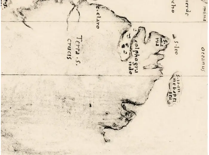 Antique World Map c. 1508 — Egerton Portolan Atlas, Plate 14 — detail 6: new world