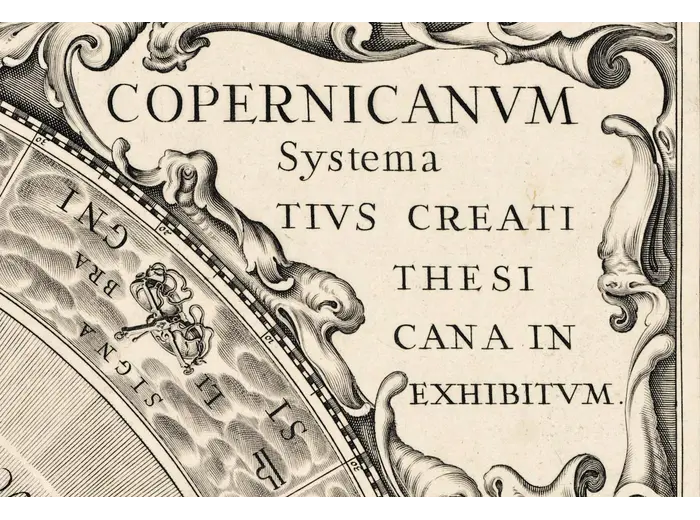 Antique Star Chart 1708 — Planisphaerium Copernicanum — detail 2: title right