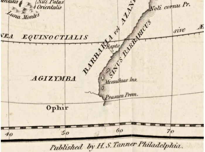 Oude wereldkaart 1826 — Tanner, Terra Veteribus Nota — detail 2