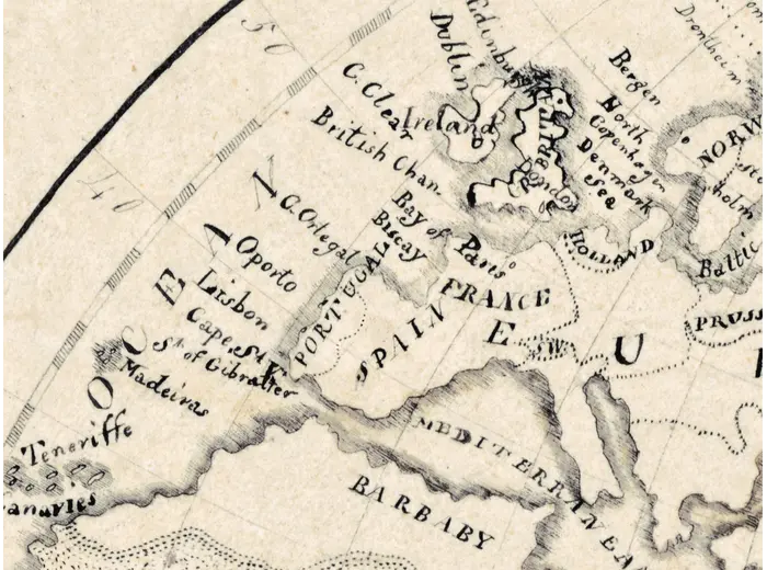 Oude wereldkaart 1810 — Elizabeth Knight, Map of the World — detail 4