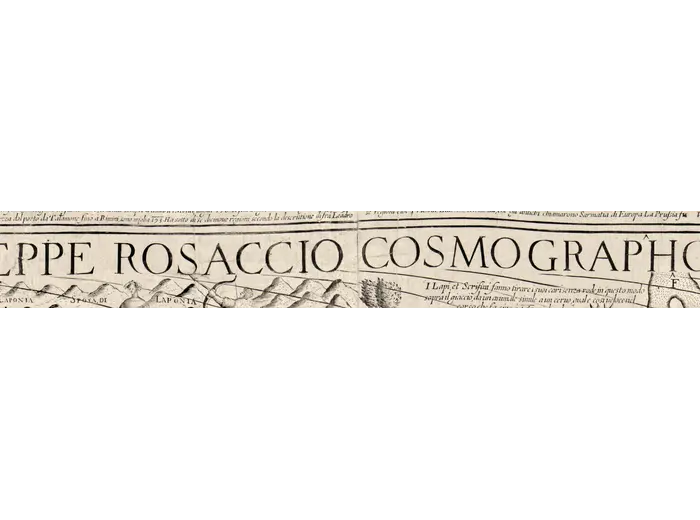 Mapamundi antiguo hacia 1643 — Rosaccio, mapa mural — detalle 1