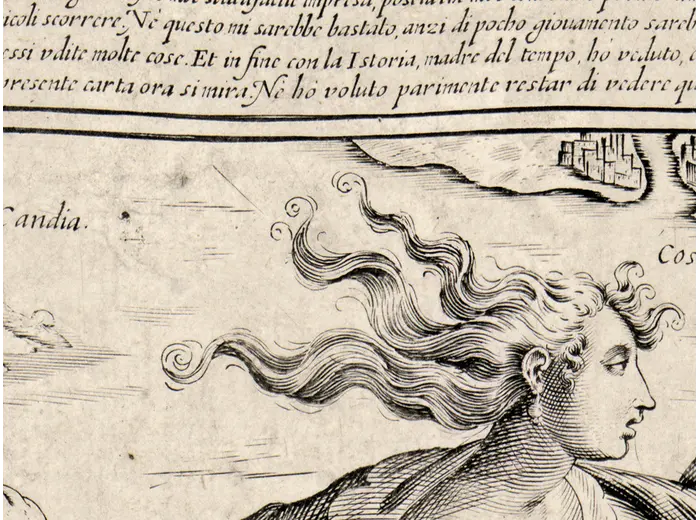 Mapamundi antiguo hacia 1643 — Rosaccio, mapa mural — detalle 2