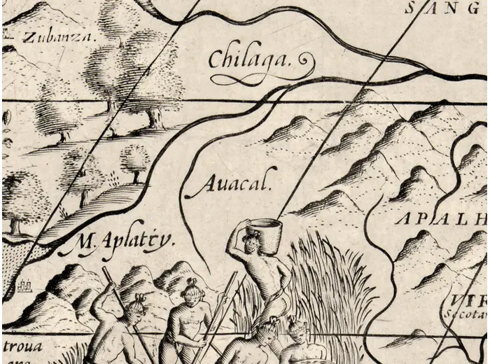 Mapamundi antiguo hacia 1643 — Rosaccio, mapa mural — detalle 3