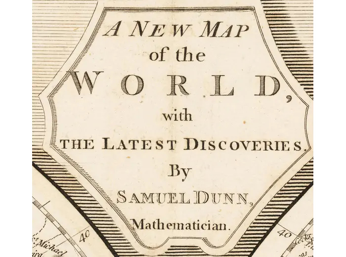 Antique World Map 1794 — Dunn, A New Map of the World — detail 1: title cartouche v0925
