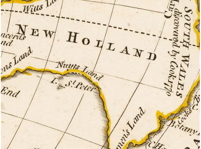 Antique World Map 1794 — Dunn, A New Map of the World — detail 4: new holland v0925