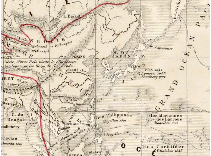 Oude wereldkaart ca. 1867 — Drioux, Planisphère — detail 6