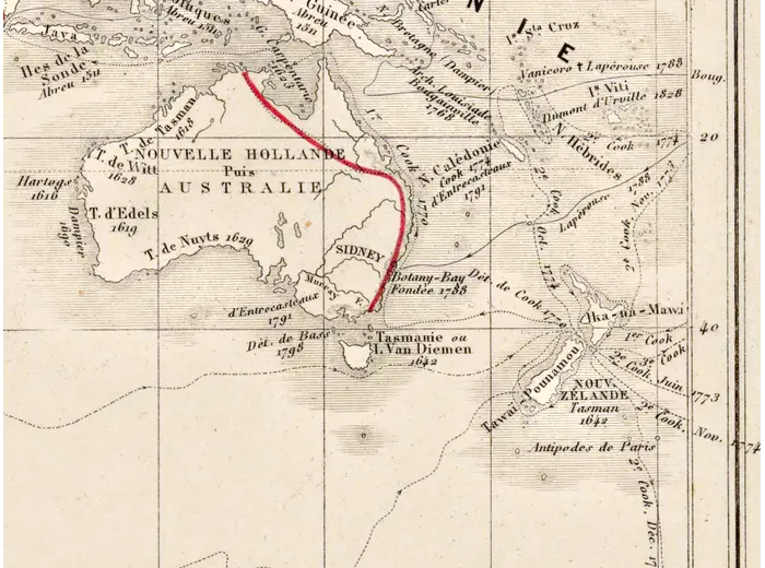 Oude wereldkaart ca. 1867 — Drioux, Planisphère — detail 7