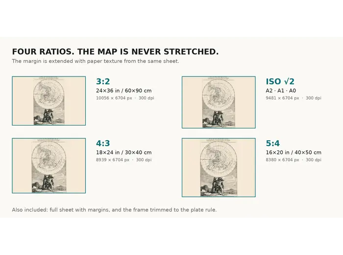 Antique World Map 1715 — Renard, Planisphere — print sizes at 300 dpi