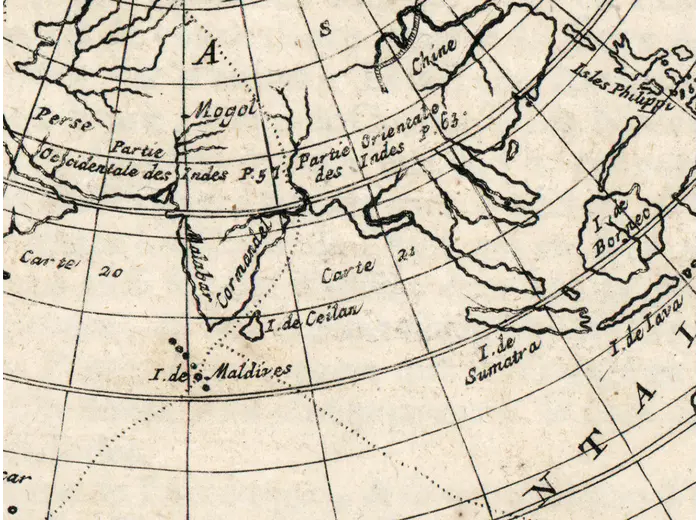 Antique World Map 1715 — Renard, Planisphere — detail 4: india ocean oriental