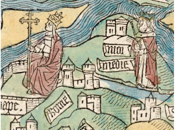 Oude wereldkaart ca. 1488 — Le Rouge, La mer des hystoires — detail 6