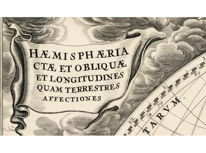 Antique Star Chart 1708 — Haemisphaeria Sphaerarum — detail 1: title cartouche