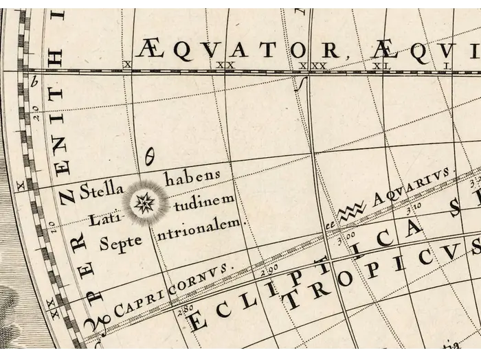 Antique Star Chart 1708 — Haemisphaeria Sphaerarum — detail 4: stella latitudo