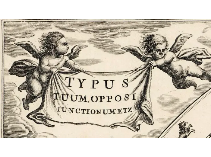 Antique Star Chart 1708 — Typus Aspectuum, Northern Sky — detail 1: title cartouche left