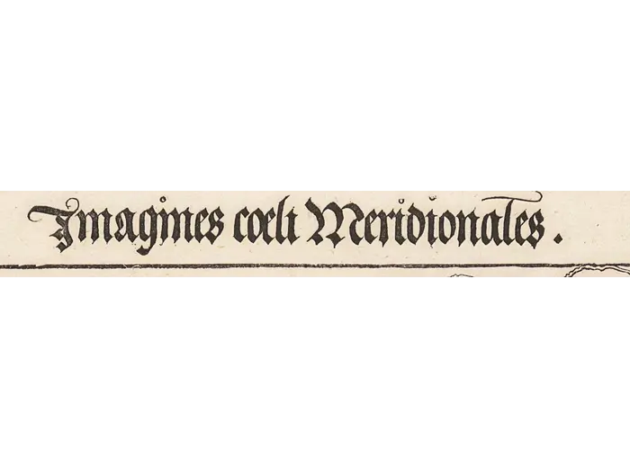 Antique Constellation Map 1515 — Dürer, Imagines coeli Meridionales — detail 1: title banner