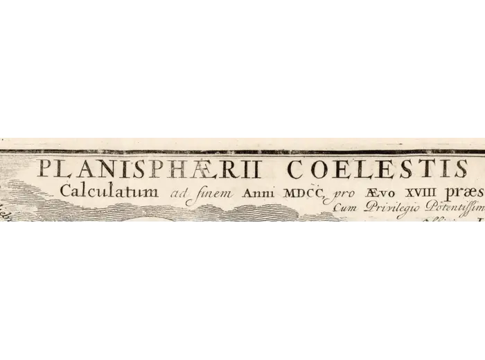 Antique Star Chart 1700 — Allard, Southern Celestial Hemisphere — detail 1: title banner