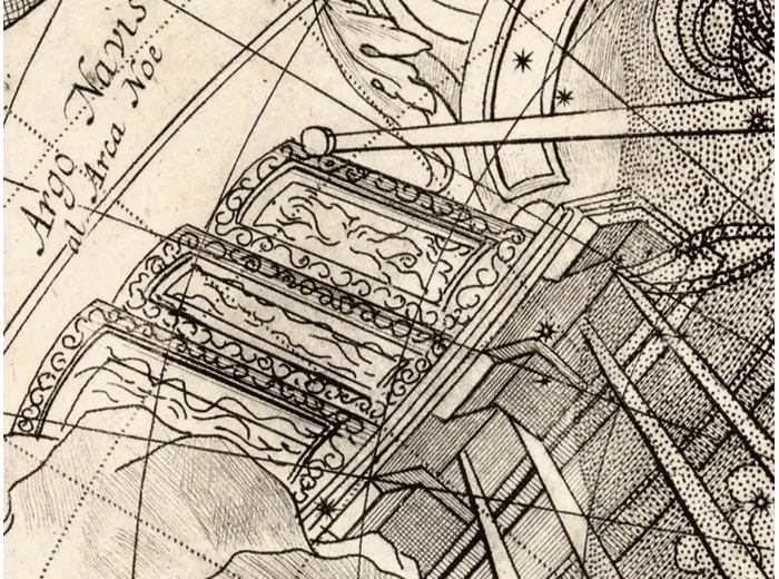 Antique Star Chart 1700 — Allard, Southern Celestial Hemisphere — detail 4: navis argo