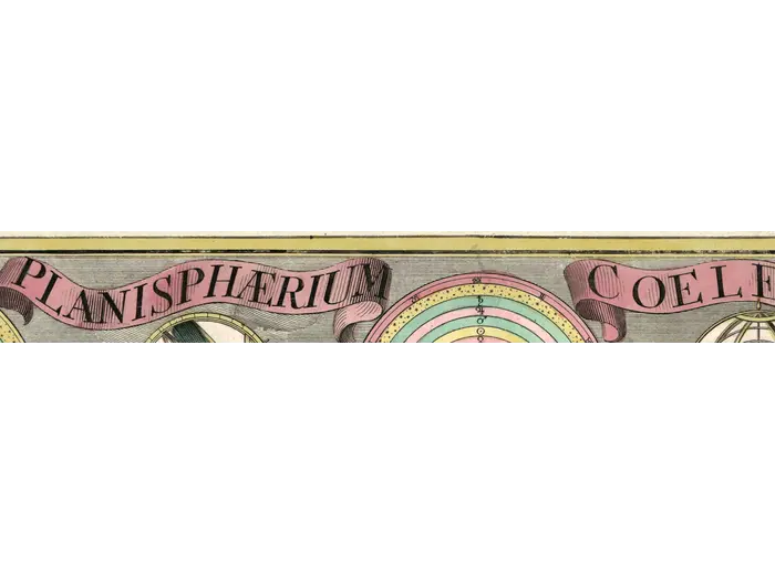 Antique Star Chart c. 1772 — Lotter, Planisphaerium Coeleste — detail 1: title banner