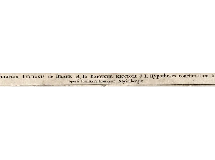 Antique Star Chart 1716 — Homann, Systema Mundi Tychonicum — detail 2: subtitle homann imprint