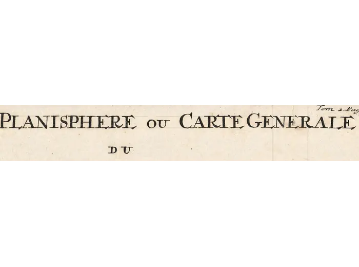 Antique World Map 1708 — De la Feuille, Mapemonde Planisphere — detail 1: title banner