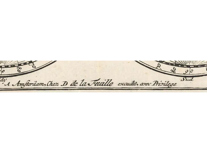 Antique World Map 1708 — De la Feuille, Mapemonde Planisphere — detail 2: imprint de la feuille