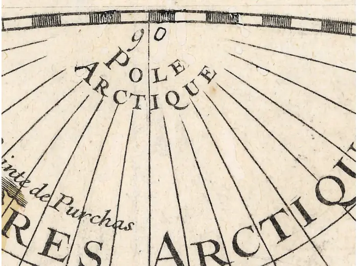 Mapamundi antiguo 1724 — Delisle, Hemisphere Oriental — detalle 5
