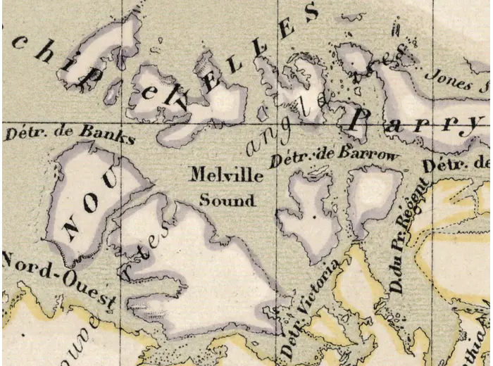 Alte Weltkarte 1873 — Vivien de Saint-Martin, Planisphère, Mercator — Detail 4