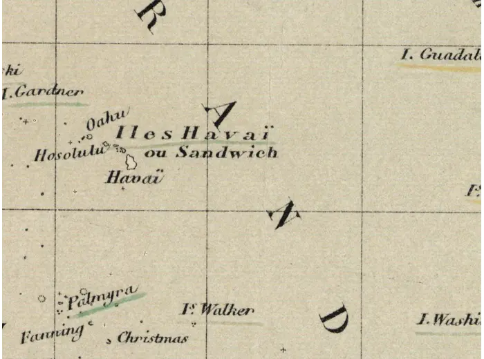 Alte Weltkarte 1873 — Vivien de Saint-Martin, Planisphère, Mercator — Detail 7