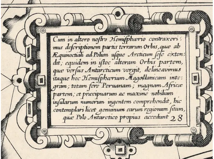 Stara mapa świata 1598 — Plancius, faksymile Wiedera 1927 — detal 1