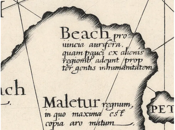 Stara mapa świata 1598 — Plancius, faksymile Wiedera 1927 — detal 4